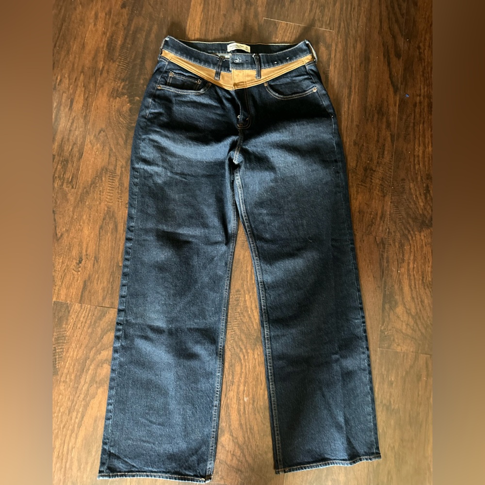 Abercrombie & Fitch Dark Indigo High-Rise 90s Wide Leg Jeans NWT
